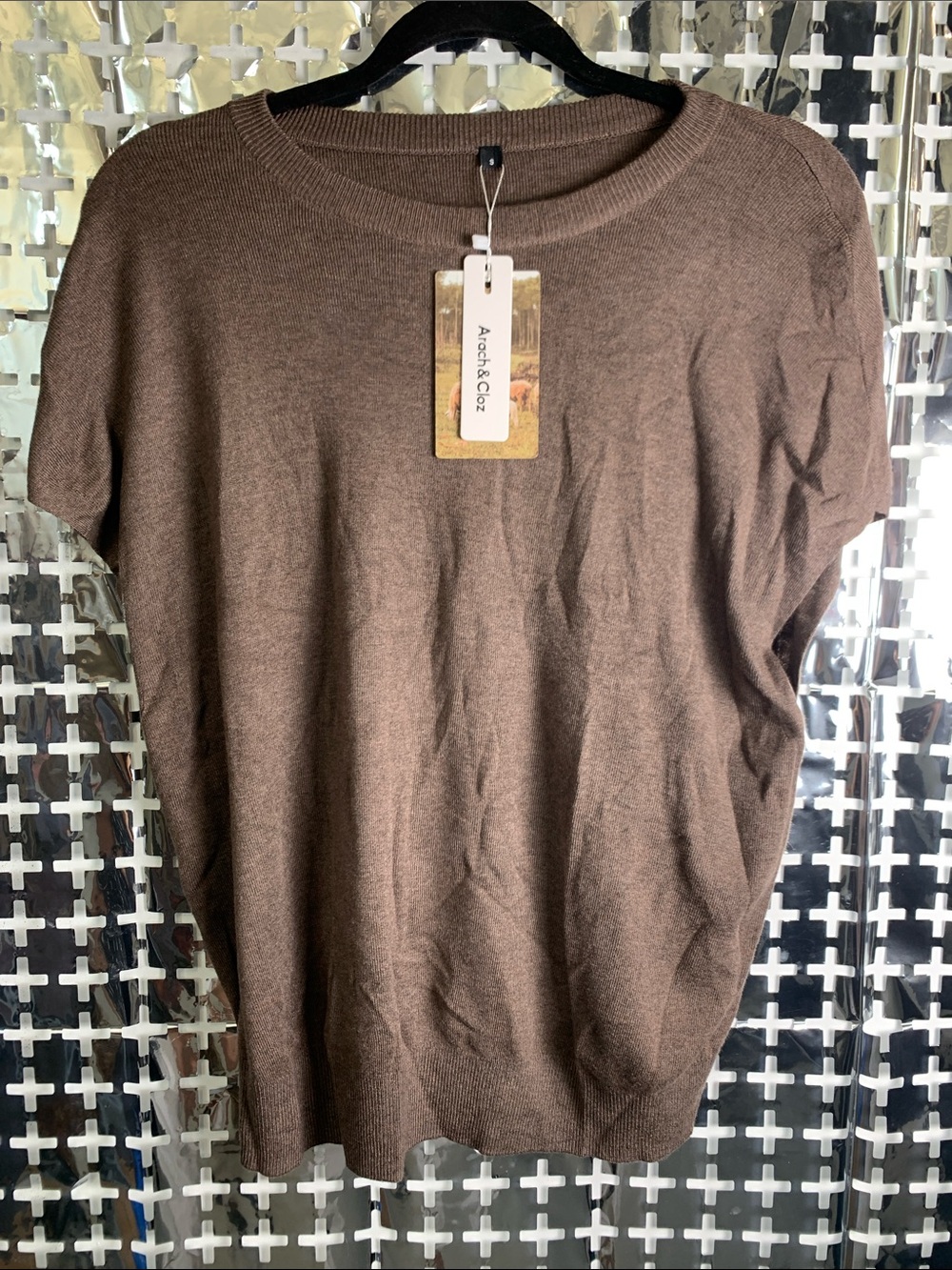 Arach&Cloz Brown Short-Sleeve Tunic Top
